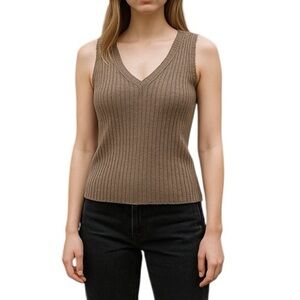 Gap Ribbed Knit Sleeveless Top Brown